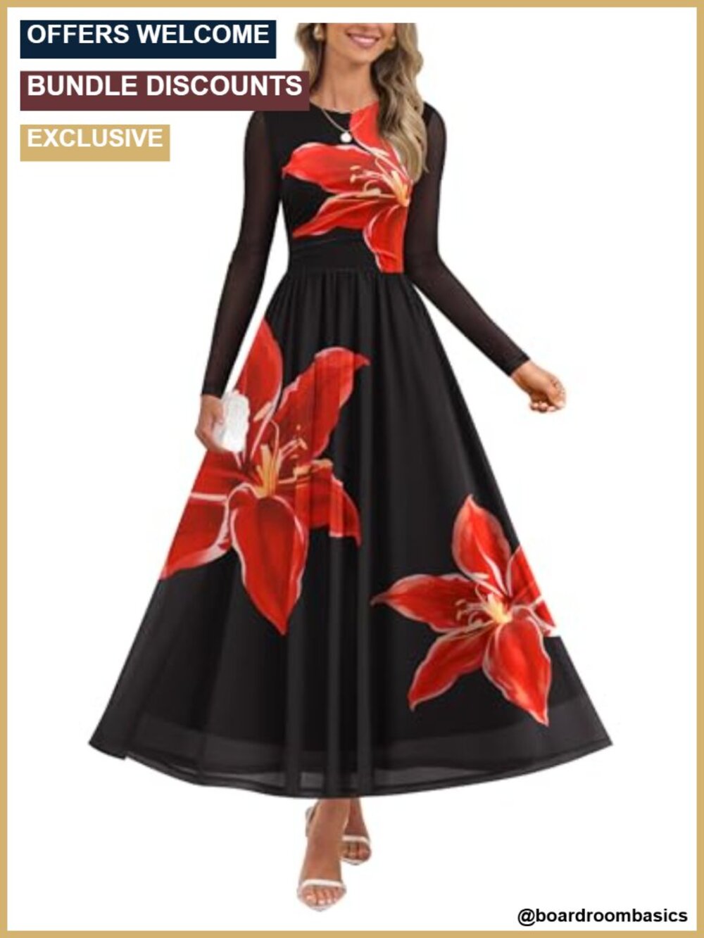 Long Sleeve Mesh Maxi Dress Ruched Waist A-Line Pleated Wedding Guest